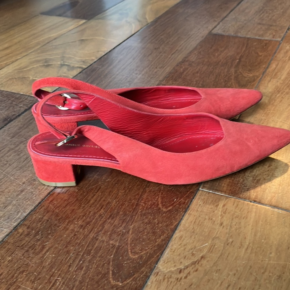 Red Suede Mansur Gavriel Slingback Pump 36.5